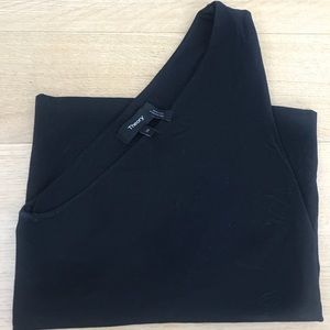 black elastic tight one shoulder tank top